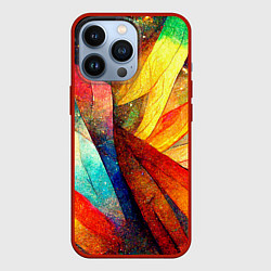 Чехол для iPhone 13 Pro Радужная абстракция со звездами, цвет: 3D-красный