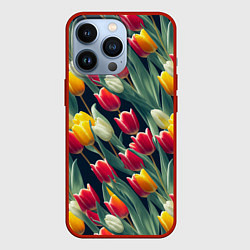 Чехол iPhone 13 Pro Много тюльпанов