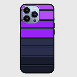Чехол для iPhone 13 Pro Полосатый узор в серых и фиолетовых тонах, цвет: 3D-черный
