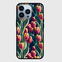 Чехол iPhone 13 Pro Много тюльпанов