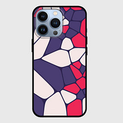 Чехол iPhone 13 Pro Бело-фиолетово-красный паттерн из камней