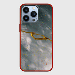 Чехол iPhone 13 Pro Абстрактный серо-белый туман и золотая краска
