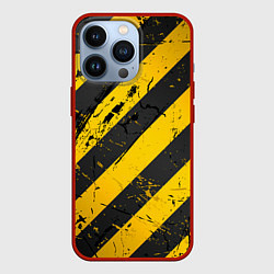 Чехол iPhone 13 Pro WARNING - желто-черные полосы