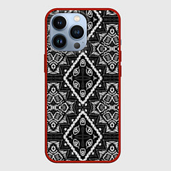 Чехол iPhone 13 Pro Черно-белый этнический восточный орнамент