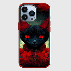 Чехол для iPhone 13 Pro Dark cat, цвет: 3D-красный