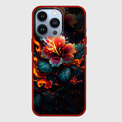 Чехол iPhone 13 Pro Огненный цветок на темном фоне