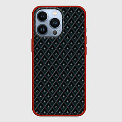 Чехол для iPhone 13 Pro Ромбики серые, цвет: 3D-красный