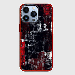 Чехол iPhone 13 Pro Абстракт красный на чёрном