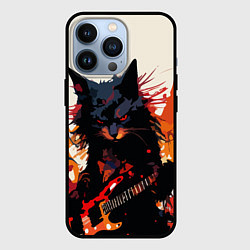 Чехол iPhone 13 Pro Black rocker cat on a light background - C-Cats co