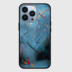 Чехол iPhone 13 Pro Тёмно-синий абстрактный туман и краски