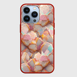 Чехол iPhone 13 Pro Текстура розового мрамора на камнях