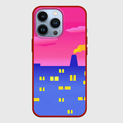 Чехол iPhone 13 Pro Город на фоне розового неба