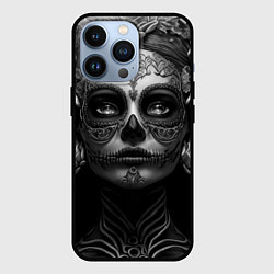 Чехол для iPhone 13 Pro Девушка с макияжем для дня мертвых, цвет: 3D-черный