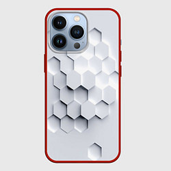 Чехол для iPhone 13 Pro Серый соты, цвет: 3D-красный
