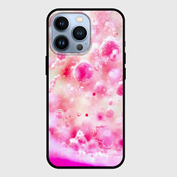 Чехол для iPhone 13 Pro Розовое множество красок и пузырей, цвет: 3D-черный