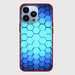 Чехол iPhone 13 Pro Голубые соты шейповая абстракция