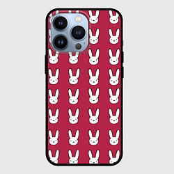 Чехол для iPhone 13 Pro Bunny Pattern red, цвет: 3D-черный