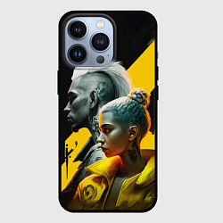 Чехол для iPhone 13 Pro Девушка и парень в стиле киберпанк, цвет: 3D-черный