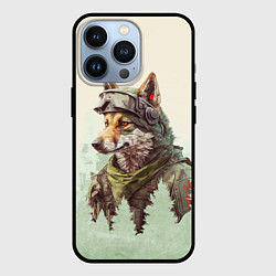 Чехол для iPhone 13 Pro Волк в милитари форме, цвет: 3D-черный