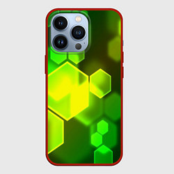 Чехол iPhone 13 Pro Зелёные соты абстракция