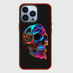 Чехол для iPhone 13 Pro Неоновый череп, цвет: 3D-красный