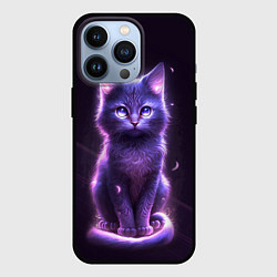 Чехол iPhone 13 Pro Неоновый котик в лесу