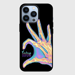 Чехол iPhone 13 Pro Сердечко правой рукой - неоновый рентген