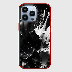 Чехол для iPhone 13 Pro Брызги красок - белая и черная, цвет: 3D-красный