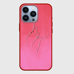 Чехол для iPhone 13 Pro Девушка с помадой, цвет: 3D-красный