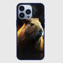 Чехол для iPhone 13 Pro Капибара и дым, цвет: 3D-тёмно-синий