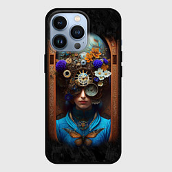 Чехол iPhone 13 Pro Женщина с цветами в стиле стимпанк