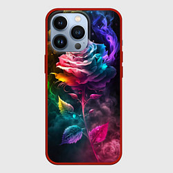 Чехол iPhone 13 Pro Большая неоновая радужная роза