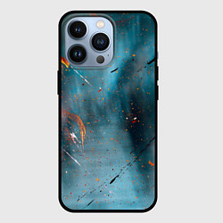 Чехол iPhone 13 Pro Абстрактный синий туман, силуэты и краски