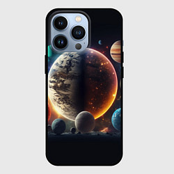 Чехол для iPhone 13 Pro Ппланеты и космос от нейросети, цвет: 3D-черный