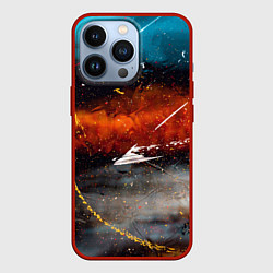 Чехол iPhone 13 Pro Серый, оранжевый и синий туманы и краски
