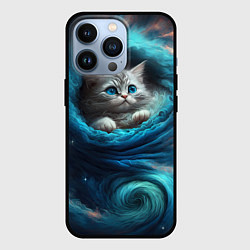 Чехол для iPhone 13 Pro Котик в звездных облаках, цвет: 3D-черный