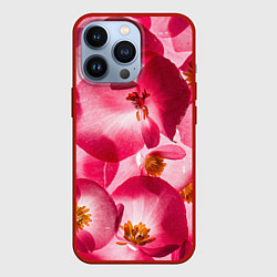 Чехол для iPhone 13 Pro Цветы бегония текстура, цвет: 3D-красный