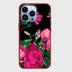 Чехол для iPhone 13 Pro Шипы и розы, цвет: 3D-красный