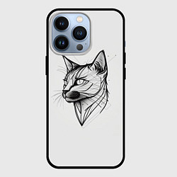 Чехол для iPhone 13 Pro Арт белая кошка, цвет: 3D-черный