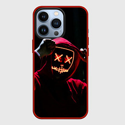 Чехол iPhone 13 Pro Красно-оранжевый неоновый анонимус