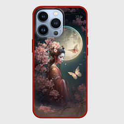 Чехол iPhone 13 Pro Девушка в сакуре под луной
