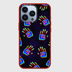 Чехол iPhone 13 Pro Ладони тепловизор: черный фон - паттерн