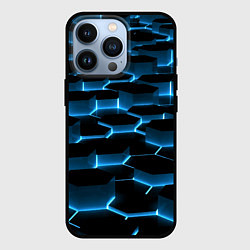 Чехол для iPhone 13 Pro Неоновая сетка из плит, цвет: 3D-черный