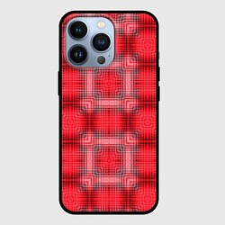Чехол iPhone 13 Pro Красный с белым клетчатый узор