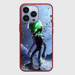 Чехол для iPhone 13 Pro Alien during a space storm, цвет: 3D-красный