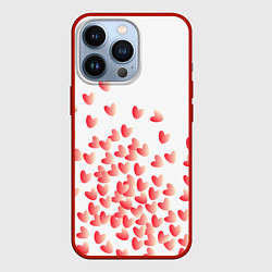 Чехол для iPhone 13 Pro Падающие сердечки, цвет: 3D-красный