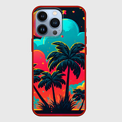 Чехол iPhone 13 Pro Неоновые пальмы на закате