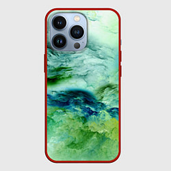 Чехол для iPhone 13 Pro Зеленые туманы, цвет: 3D-красный