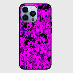 Чехол для iPhone 13 Pro Ahegao: Фиолетовый, цвет: 3D-черный