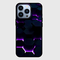 Чехол для iPhone 13 Pro Неоновые соты с подсветкой, цвет: 3D-черный
